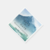 水素朴色の山の湖の日付を保存 スタンダードカクテルナプキン (角)