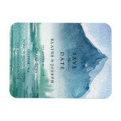 水素朴色の山の湖の日付を保存 マグネット (横)