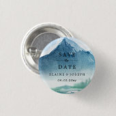 水素朴色の山の湖の日付を保存 缶バッジ (正面&裏面)
