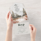 水素朴色の山林の冬 オールインワン招待状 (貼ってはがせる)