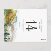 水素朴色の山結婚のテーブル番号 ポストカード (裏面)