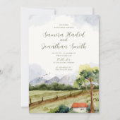 水素朴色の山結婚の写真 招待状 (正面)