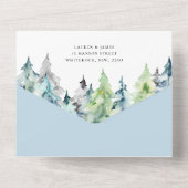 水素朴色の山結婚の数 オールインワン招待状 (裏面)