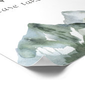 水素朴色の山結婚式の引き出物標識 ポスター (角)