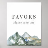 水素朴色の山結婚式の引き出物標識 ポスター (正面)