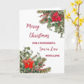 水素朴色の息子の法律メリークリスマス カード (黄色い花)