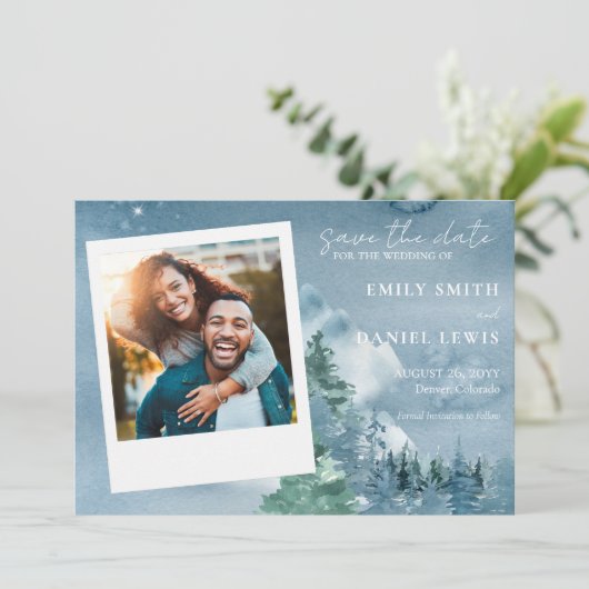 水素朴色の木と山の夕暮れ青 セーブザデート (スタンド正面)