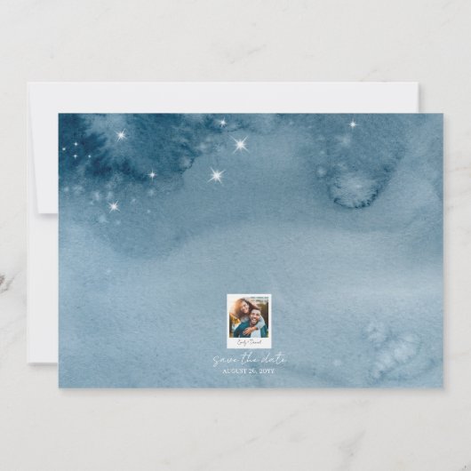 水素朴色の木と山の夕暮れ青 セーブザデート (裏面)