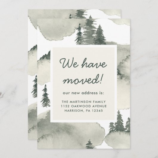 水素朴色の木の新しいアドレス 案内状 (正面/裏面)