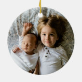 水素朴色の松の木の写真バッククリスマス セラミックオーナメント (裏面)