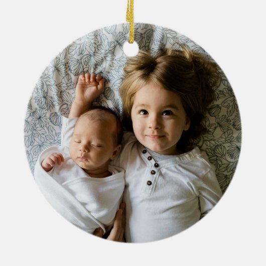 水素朴色の松の木の写真バッククリスマス セラミックオーナメント (裏面)