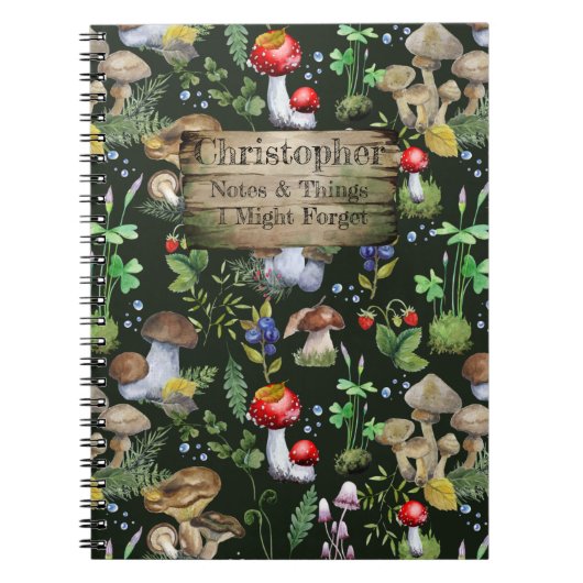 水素朴色の森きのこ苔の植物 ノートブック (正面)