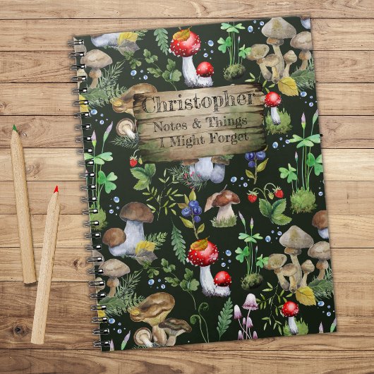 水素朴色の森きのこ苔の植物 ノートブック