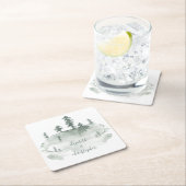 水素朴色の森のピ結婚ナリー スクエアペーパーコースター (インサイチュ)