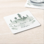 水素朴色の森のピ結婚ナリー スクエアペーパーコースター (アングル)