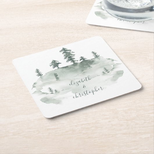 水素朴色の森のピ結婚ナリー スクエアペーパーコースター (アングル)