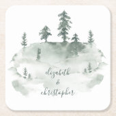 水素朴色の森のピ結婚ナリー スクエアペーパーコースター (正面)