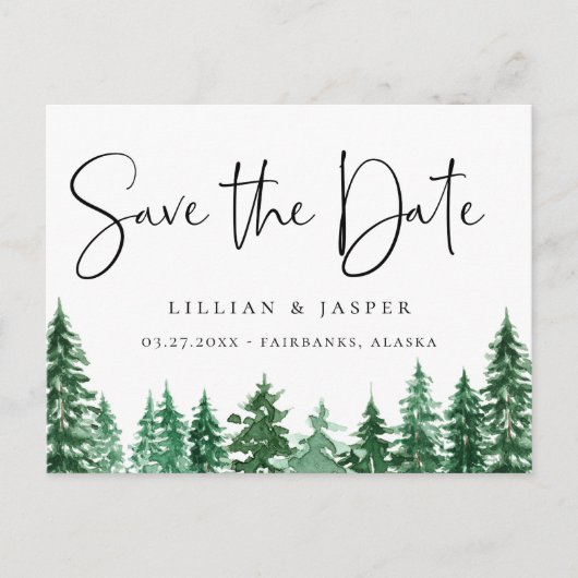 水素朴色の森の保存日付 案内ポストカード (正面)