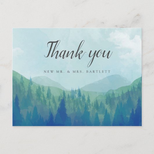 水素朴色の森の結婚写真ありがとう ポストカード (正面)