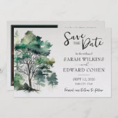 水素朴色の森の結婚式の日付を保存 セーブザデート (正面/裏面)