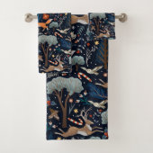 水素朴色の森林動物の木クリスマス バスタオルセット (インサイチュ)