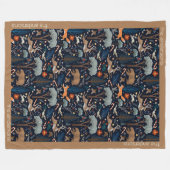 水素朴色の森林動物の木クリスマス フリースブランケット (正面(横))