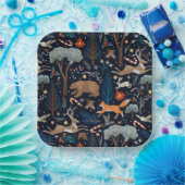 水素朴色の森林動物の木クリスマス ペーパープレート (パーティー)