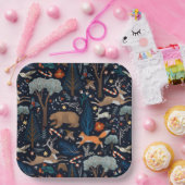 水素朴色の森林動物の木クリスマス ペーパープレート (パーティー)