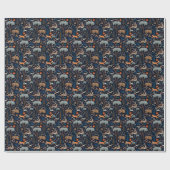 水素朴色の森林動物の木クリスマス ラッピングペーパー (フラット)