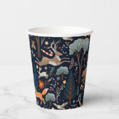 水素朴色の森林動物の木クリスマス 紙コップ (裏面)