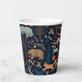 水素朴色の森林動物の木クリスマス 紙コップ (左)
