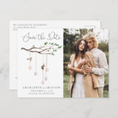 水素朴色の森林照明の日付を保存 案内ポストカード (正面/裏面)