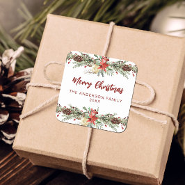 水素朴色の植物性メリークリスマス スクエアシール