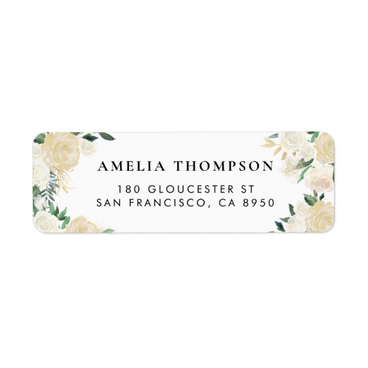 水素朴色の牡丹淡い色のと金ゴールドアクセント ラベル (正面)