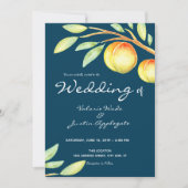 水素朴色の甘い桃結婚の 招待状 (正面)