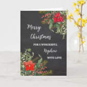 水素朴色の甥メリークリスマス カード (黄色い花)