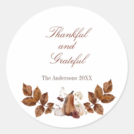 水素朴色の秋のカボチャ感謝していン ラウンドシール (正面)