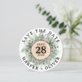 水素朴色の緑が日付を保存結婚する 招待状 (スタンド正面)