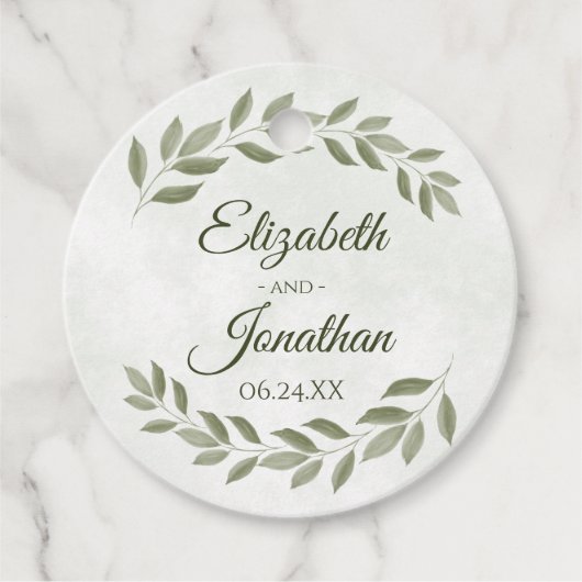 水素朴色の緑のエレガントセージ結婚ズ フェイバータグ (正面)