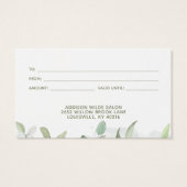 水素朴色の緑のビジネスギフトカード (裏面)