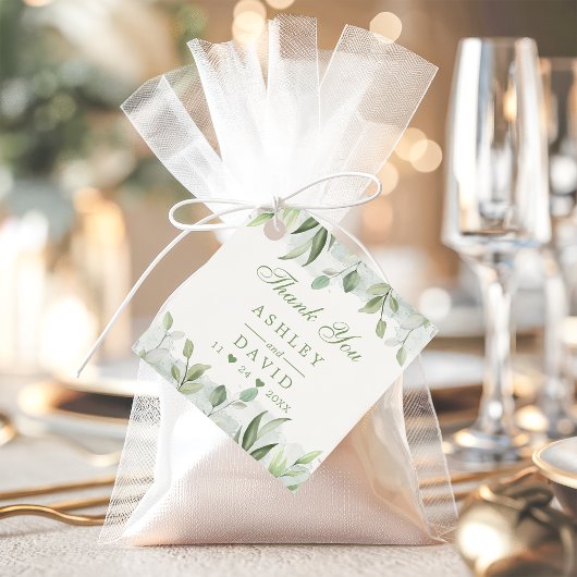 水素朴色の緑のフローラありがとうラベル フェイバータグ