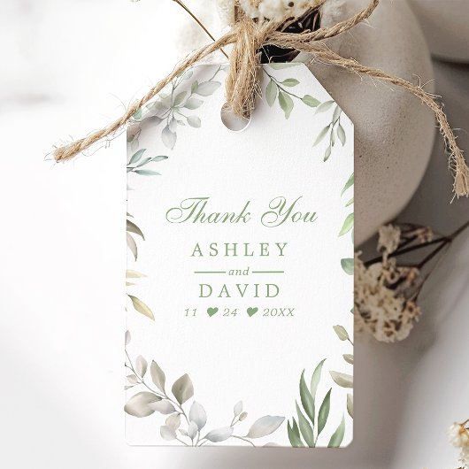 水素朴色の緑のフローラありがとう ギフトタグ