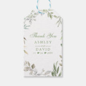 水素朴色の緑のフローラありがとう ギフトタグ (正面)