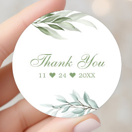 水素朴色の緑のフローラありがとう ラウンドシール