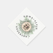 水素朴色の緑のフローラウッド結婚ズ スタンダードカクテルナプキン (角)