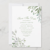 水素朴色の緑のフローラ保存日付 セーブザデート (正面)