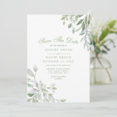 水素朴色の緑のフローラ保存日付 セーブザデート (スタンド正面)