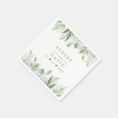 水素朴色の緑のフローラ結婚 スタンダードカクテルナプキン (角)