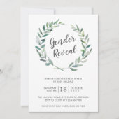 水素朴色の緑のリースジェンダーの明かす 招待状 (正面)