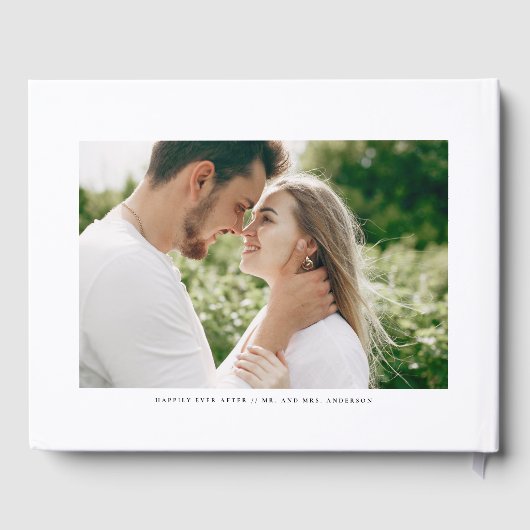 水素朴色の緑のリース結婚の写真 ゲストブック (裏面)